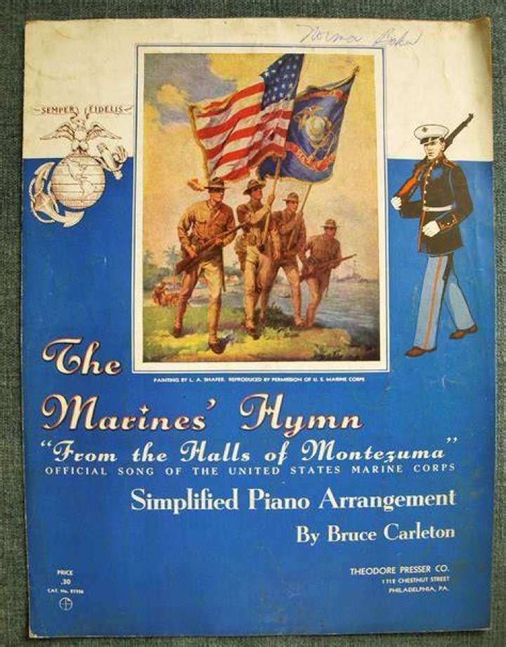 1942 THE MARINES Hymn Halls Of Montezuma Piano Solo By John Schaum