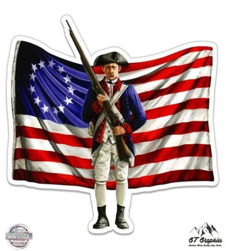 American Revolution Patriot Flag 3" Vinyl Sticker For Car Laptop I