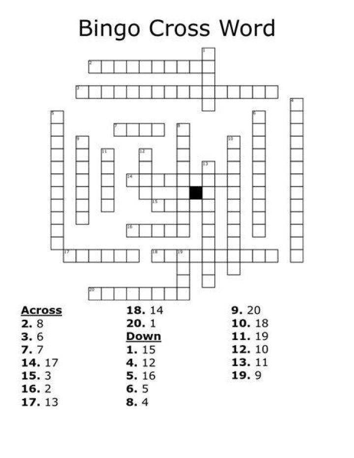 Array Printable Crossword Puzzles, Bingo Cards, Forms