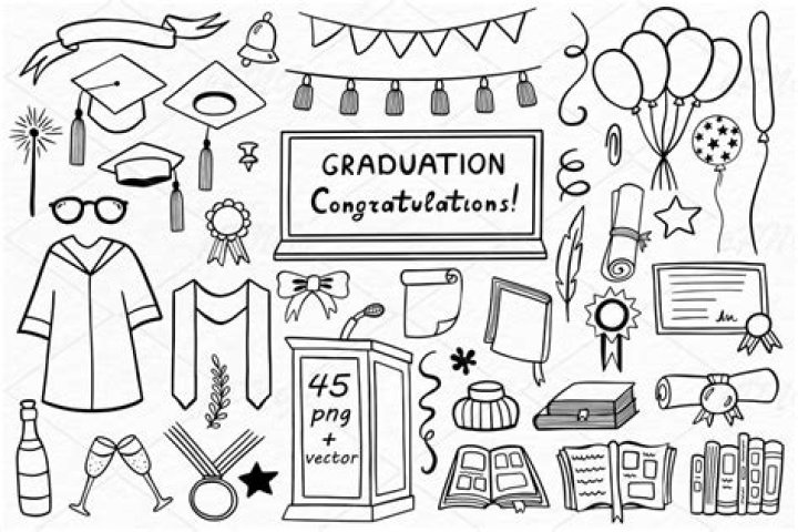Doodle Graduation Clipart Cap Png Files 300 Dpi Eps Ai Svg Pdf Images