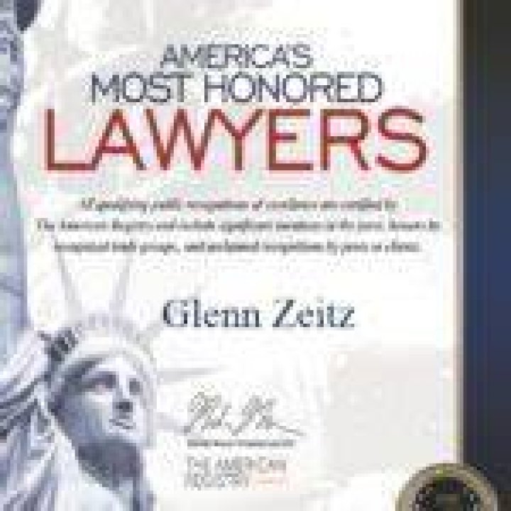 Glenn Zeitz earns America's Most Honored Lawyer Recognition Glenn A