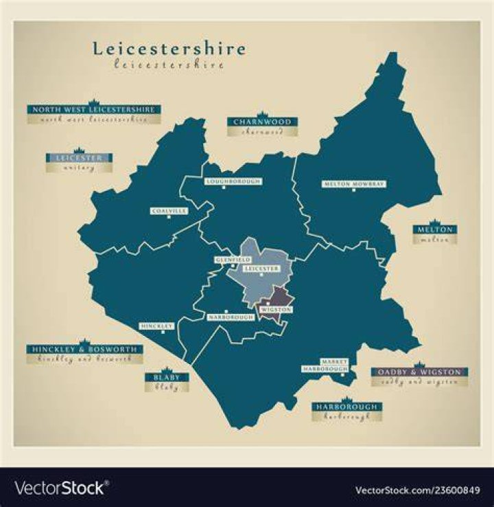 Modern map leicestershire county with detailed Vector Image
