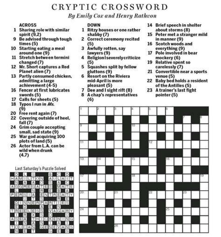 printable cryptic crossword puzzles free printable crossword puzzles