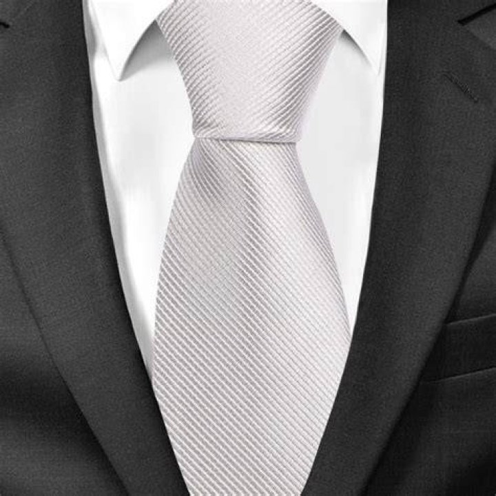 Silver tie necktie silk solid 375 ORDER NOW Paul Malone Shop