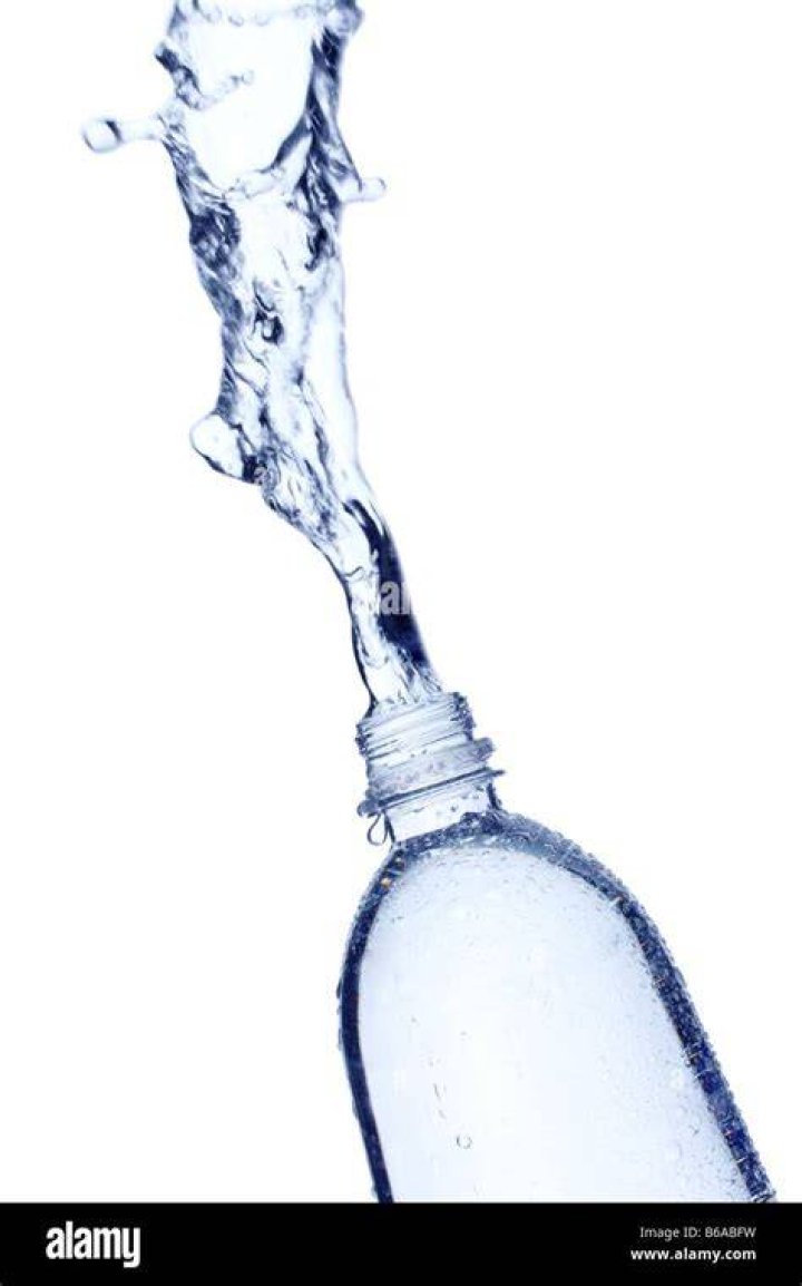 Splashing and pouring water, bottle, jug, glass, isolated vector
