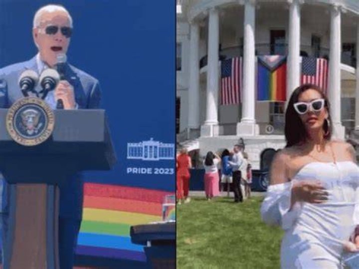 Trans activists flaunt bare breasts at White House Pride Month event