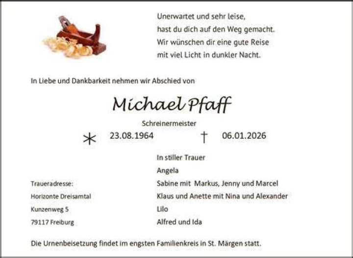 Traueranzeigen von Michael Pfaff ZVWTrauer