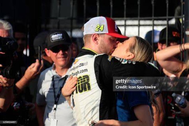William Byron celebrates with girlfriend Erin Blaney after winning